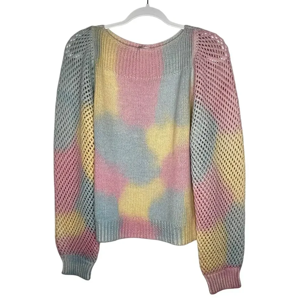 Love Shack Fancy Rosie Rainbow Pastel Pullover Sweater Size Small